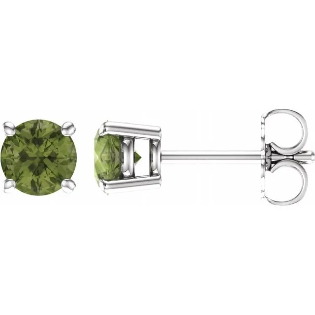 14K Gold 5 mm Natural Peridot Stud Earrings
