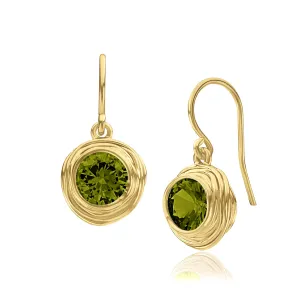 14K Gold Over Sterling Silver Peridot CZ Earrings