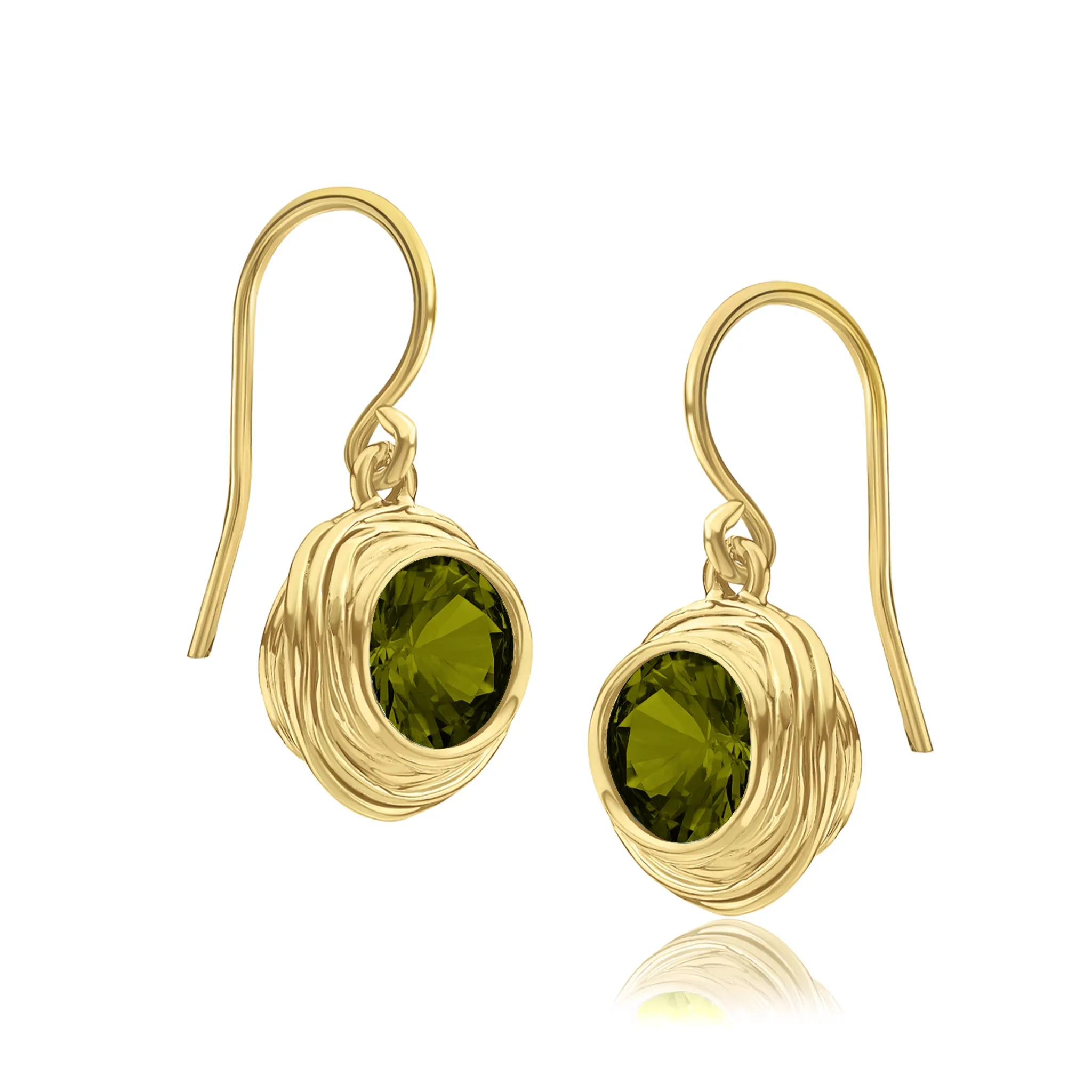 14K Gold Over Sterling Silver Peridot CZ Earrings