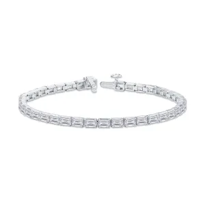 18ct White Gold Emerald Cut Diamond Line Bracelet