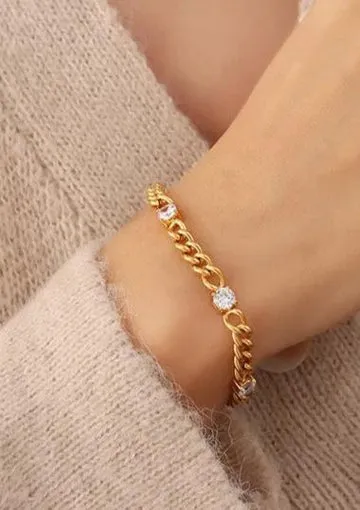 18k Gold Plated CZ Cuban Bracelet