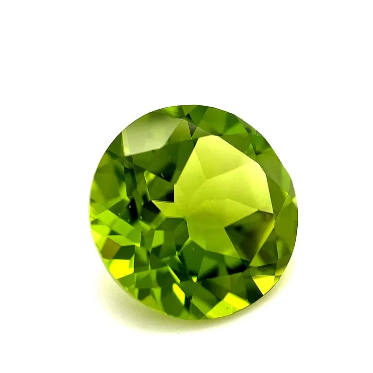5.26 Carat Apple Green Peridot Round, Unset Loose Pendant, 3-Stone Ring Gemstone