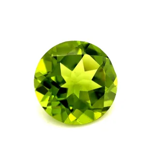 5.26 Carat Apple Green Peridot Round, Unset Loose Pendant, 3-Stone Ring Gemstone