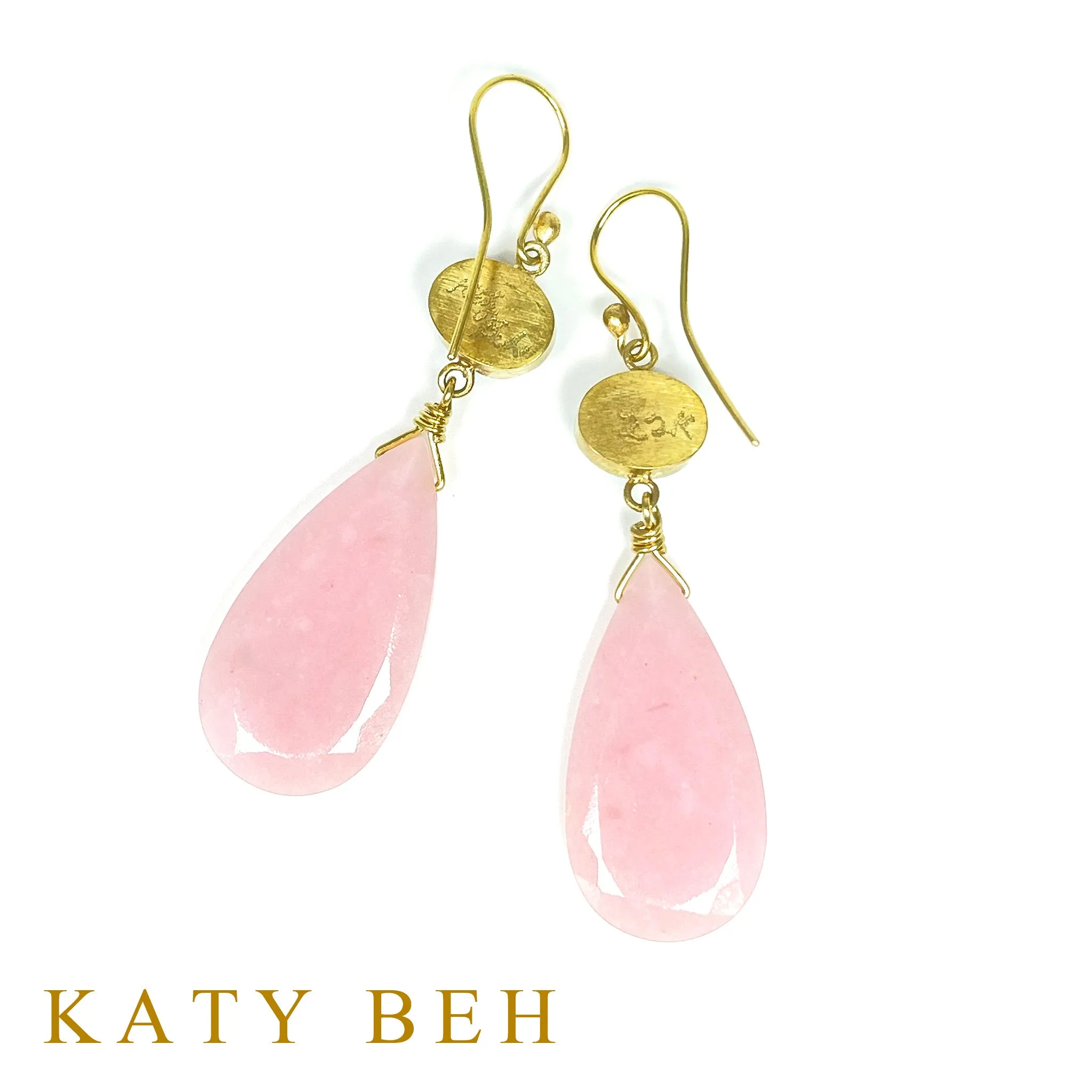 Aria Aquamarine and Pink Opal Earrings