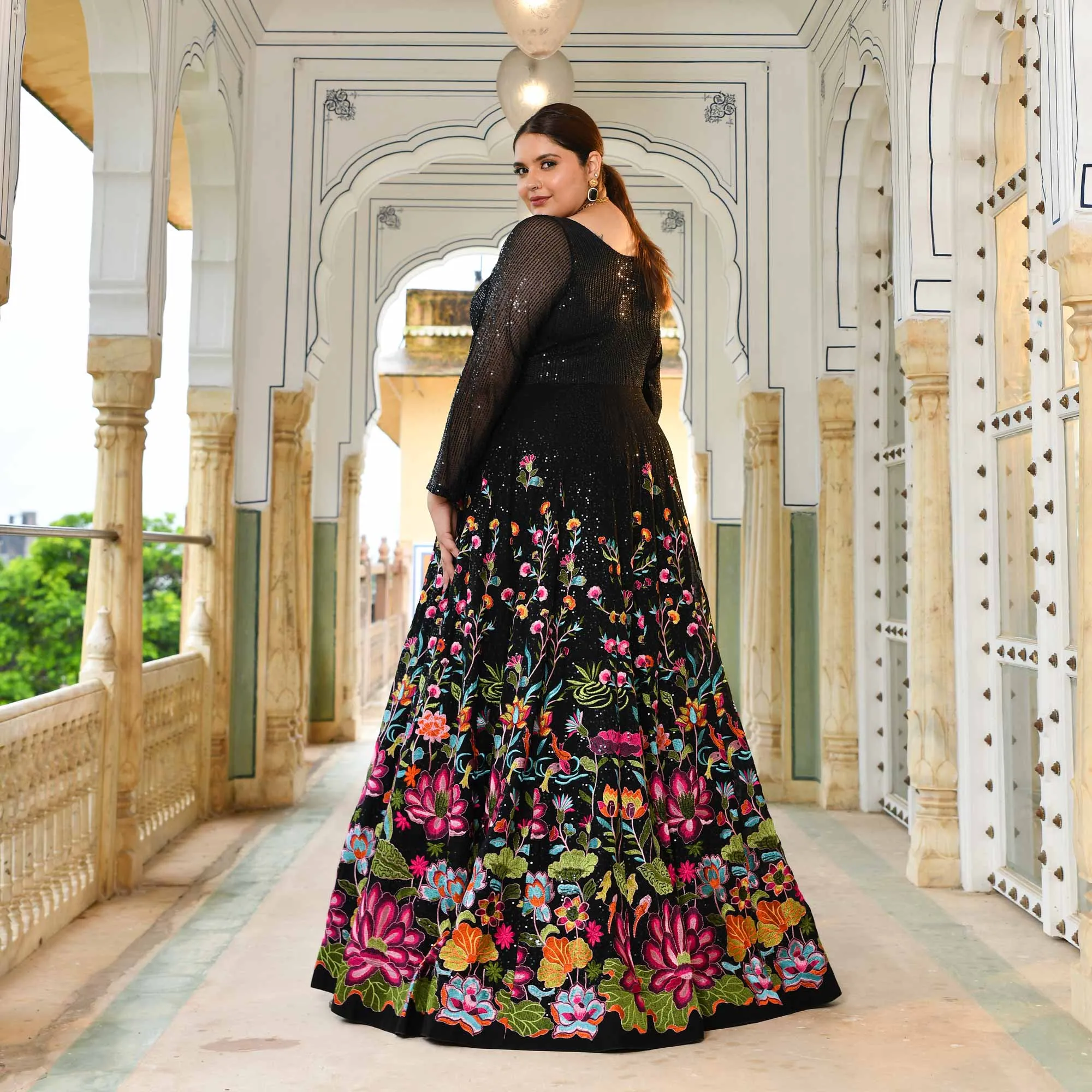 Black Floral Noir Sequin Embroidered Dress - Pre Order (Dispatch starts 25 May 25)