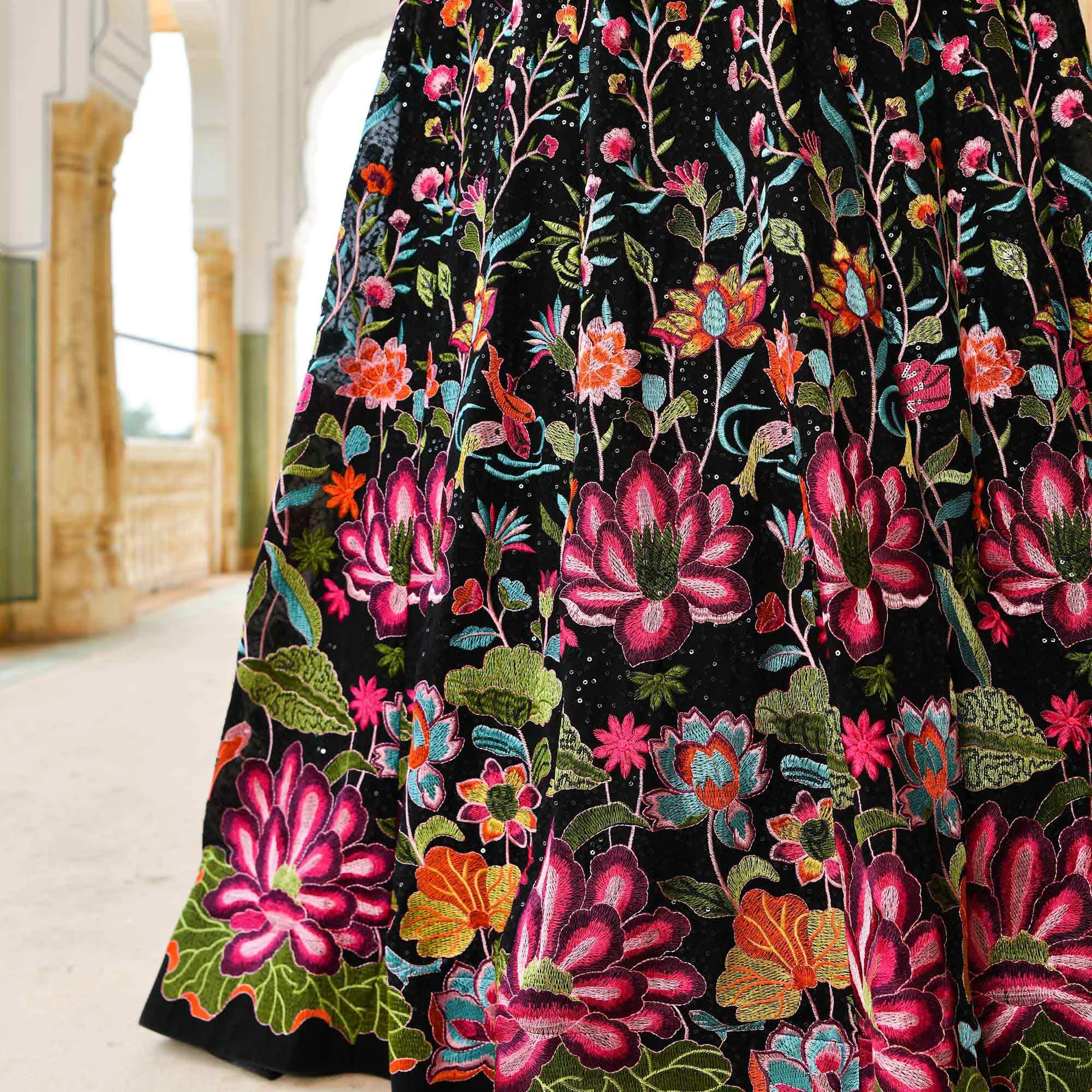 Black Floral Noir Sequin Embroidered Dress - Pre Order (Dispatch starts 25 May 25)