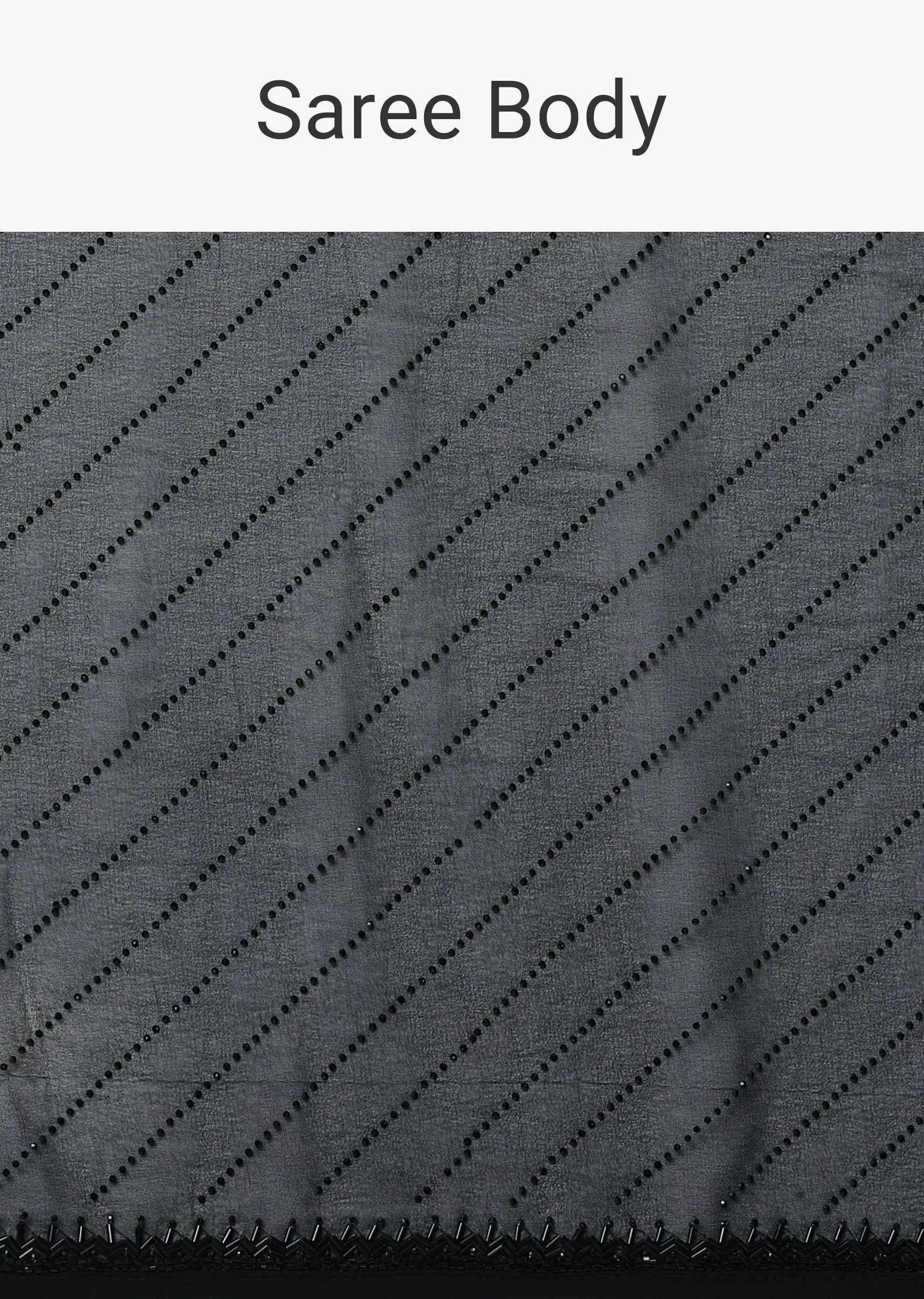 Black Striped Saree With Swarovski Embellishments And Unstitched Blouse Piece
