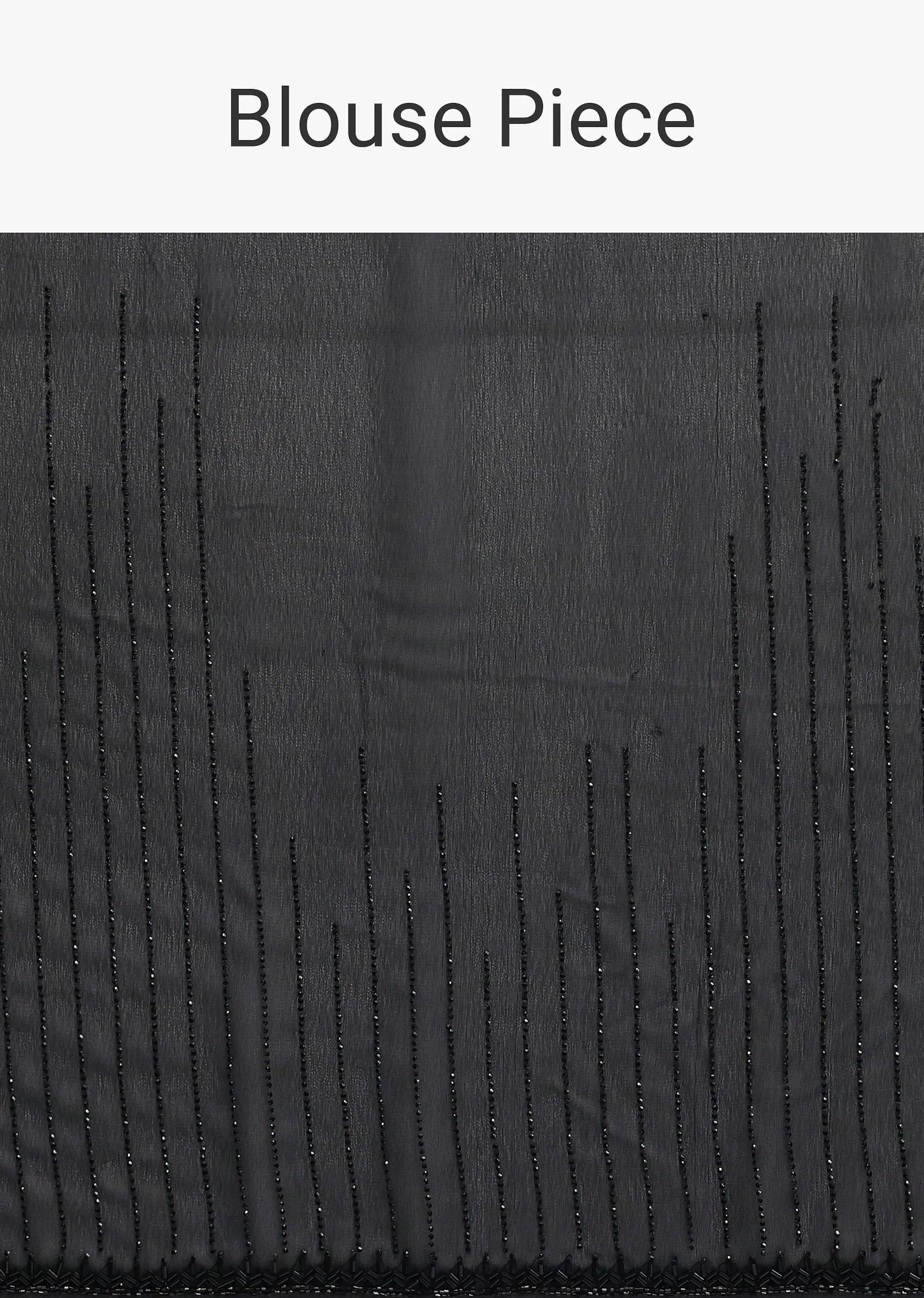 Black Striped Saree With Swarovski Embellishments And Unstitched Blouse Piece
