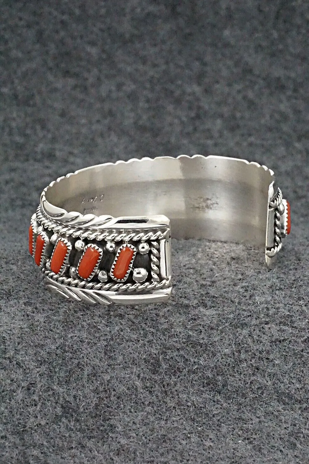 Coral & Sterling Silver Bracelet - Chester Charley