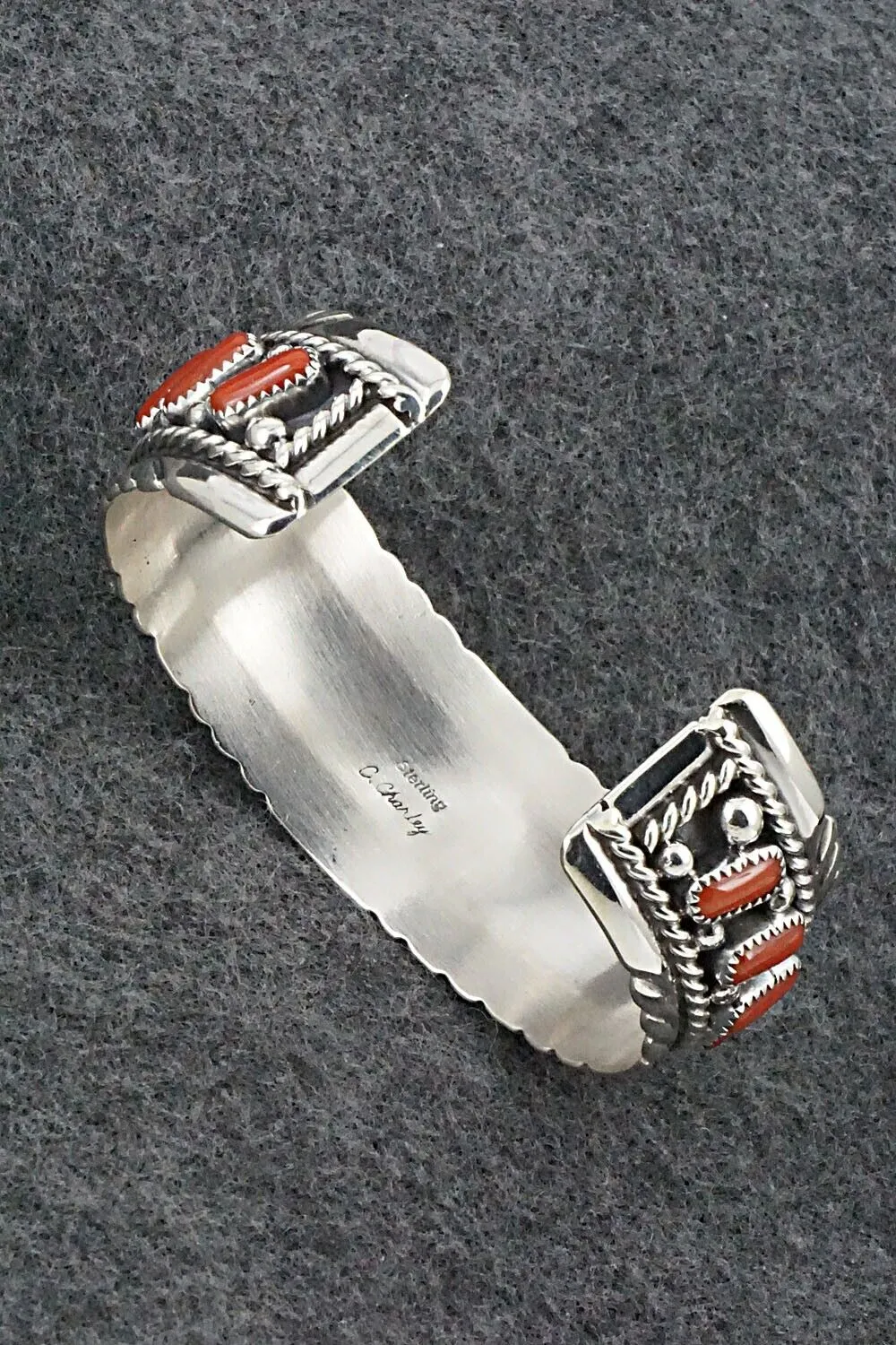 Coral & Sterling Silver Bracelet - Chester Charley