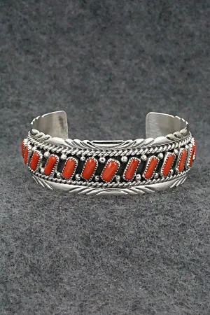 Coral & Sterling Silver Bracelet - Chester Charley