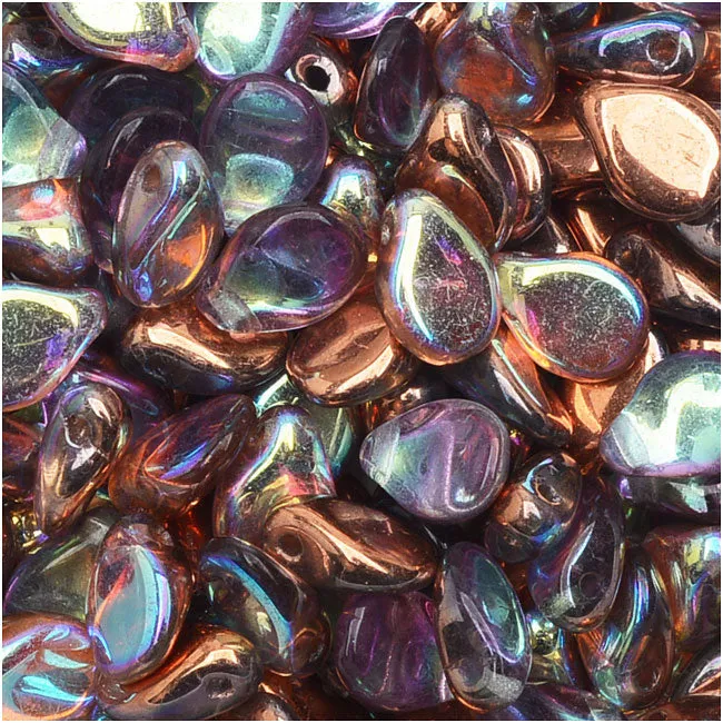 Czech Glass Pip Beads, Smooth Drops 7x5mm, Gossamer Crystal (48 Pieces)