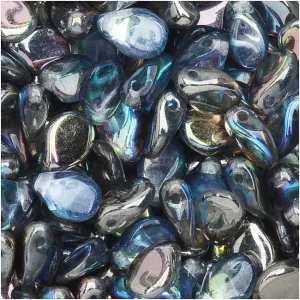 Czech Glass Pip Beads, Smooth Drops 7x5mm, Helio Blue Crystal (48 Pieces)
