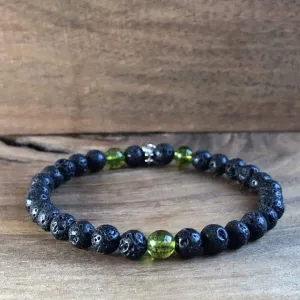 Financial & Spiritual Abundance | Peridot and Lava Cherry Quartz and Lava Bead Essential Oil Bracelet