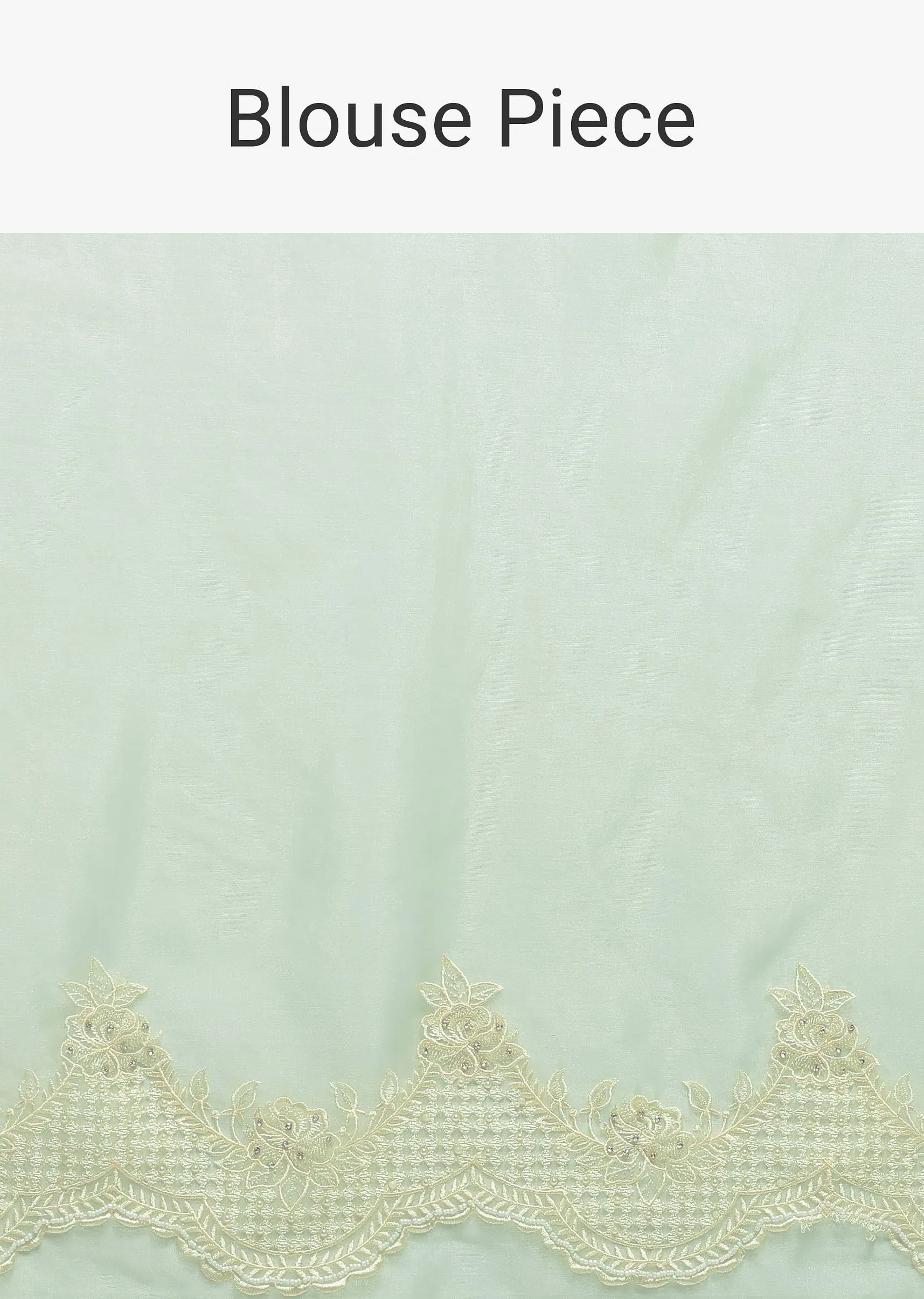 Green Chikankari Saree In Organza Silk With Resham Floral Jaal And Unstitched Blouse Fabric
