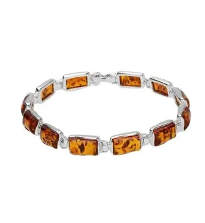 MILENA Rectangle Baltic Amber Silver Bracelet