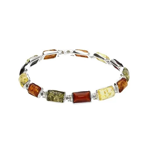 MILENA Rectangle Baltic Amber Silver Bracelet