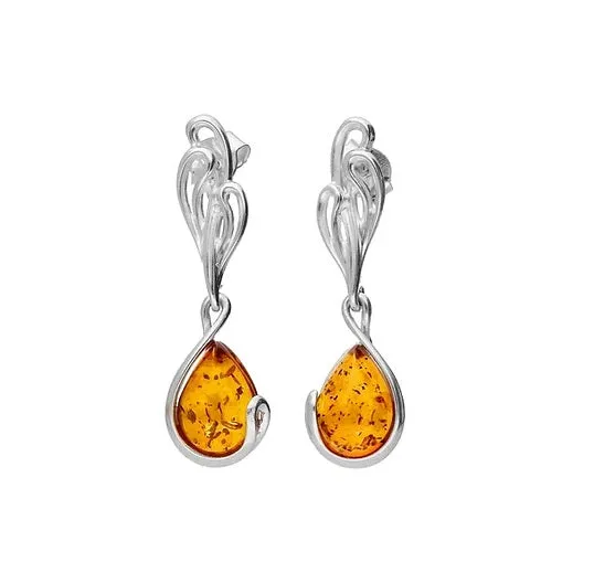 MILENA Silver Amber Earrings