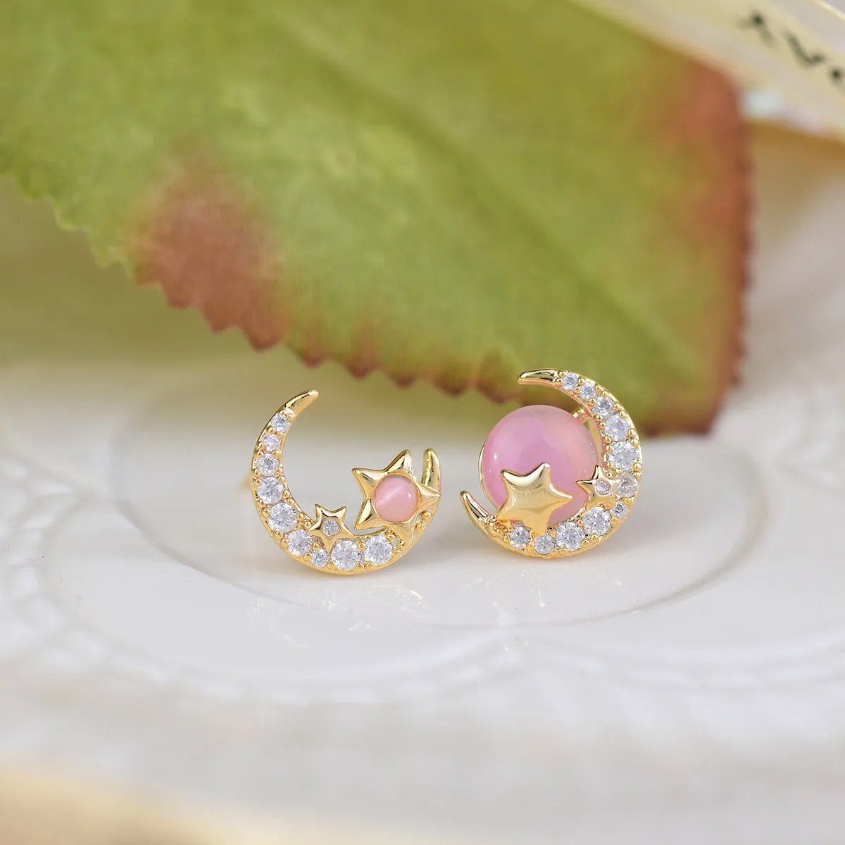 Moon and Star Stud Earrings - Anita