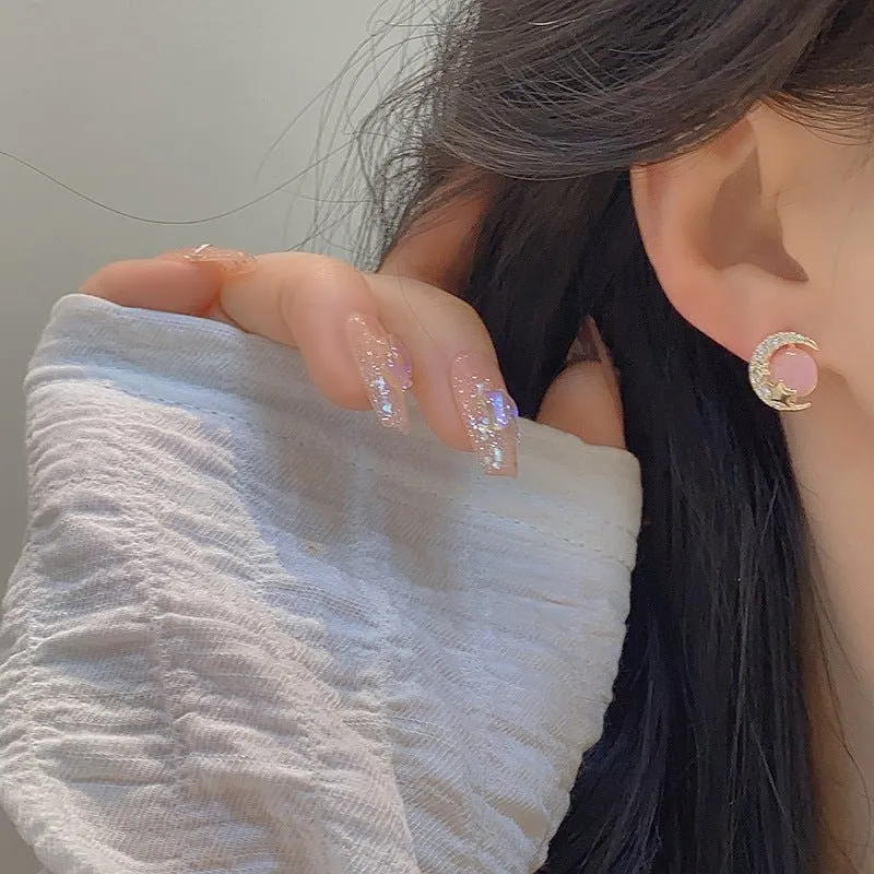 Moon and Star Stud Earrings - Anita