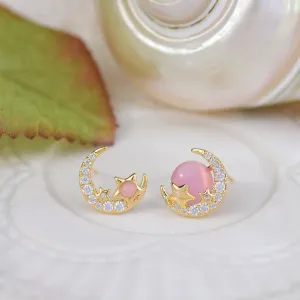 Moon and Star Stud Earrings - Anita