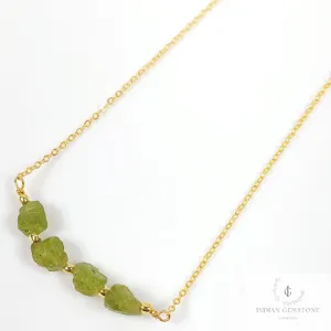 Natural Raw Peridot Necklace, Gold Plated Necklace, Dainty Peridot Necklace, Crystal Necklace, Raw Gemstone Pendant, August Birthstone Gift