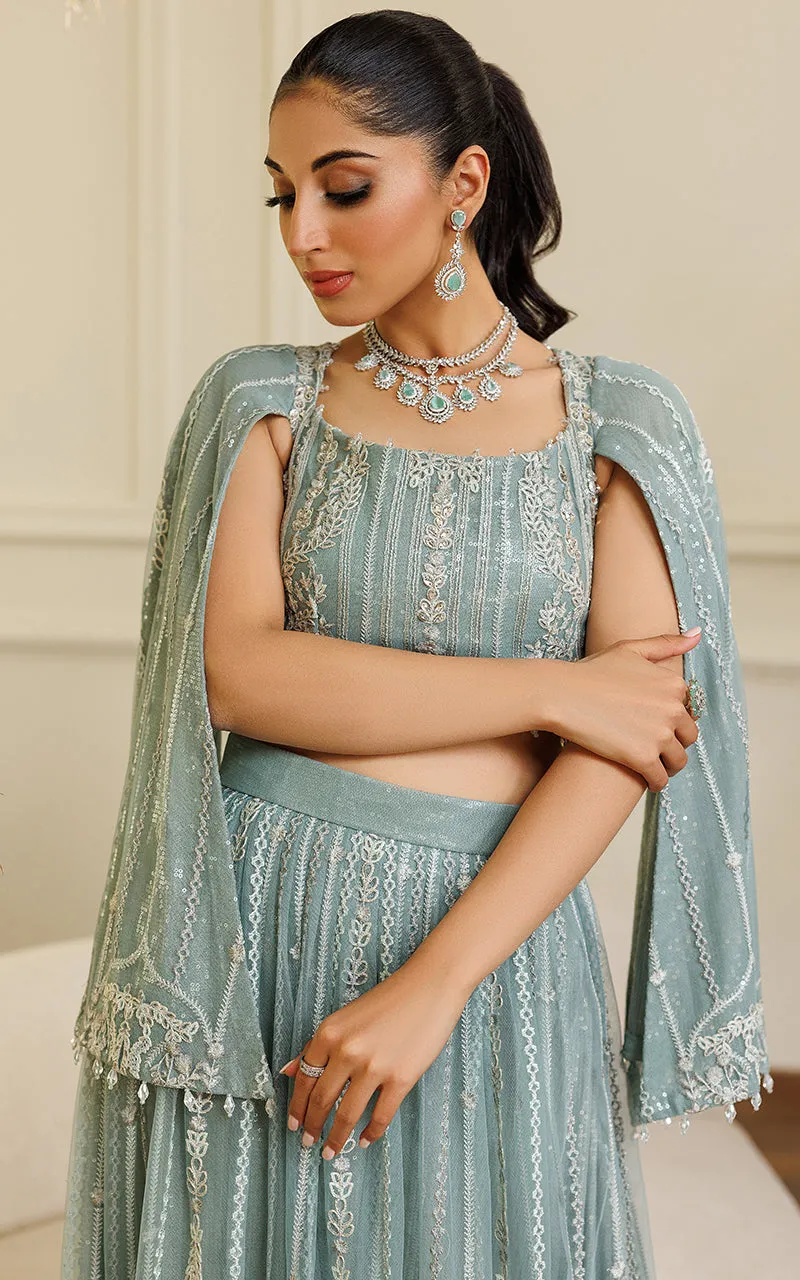 Net Embroidered Blouse With Lehenga