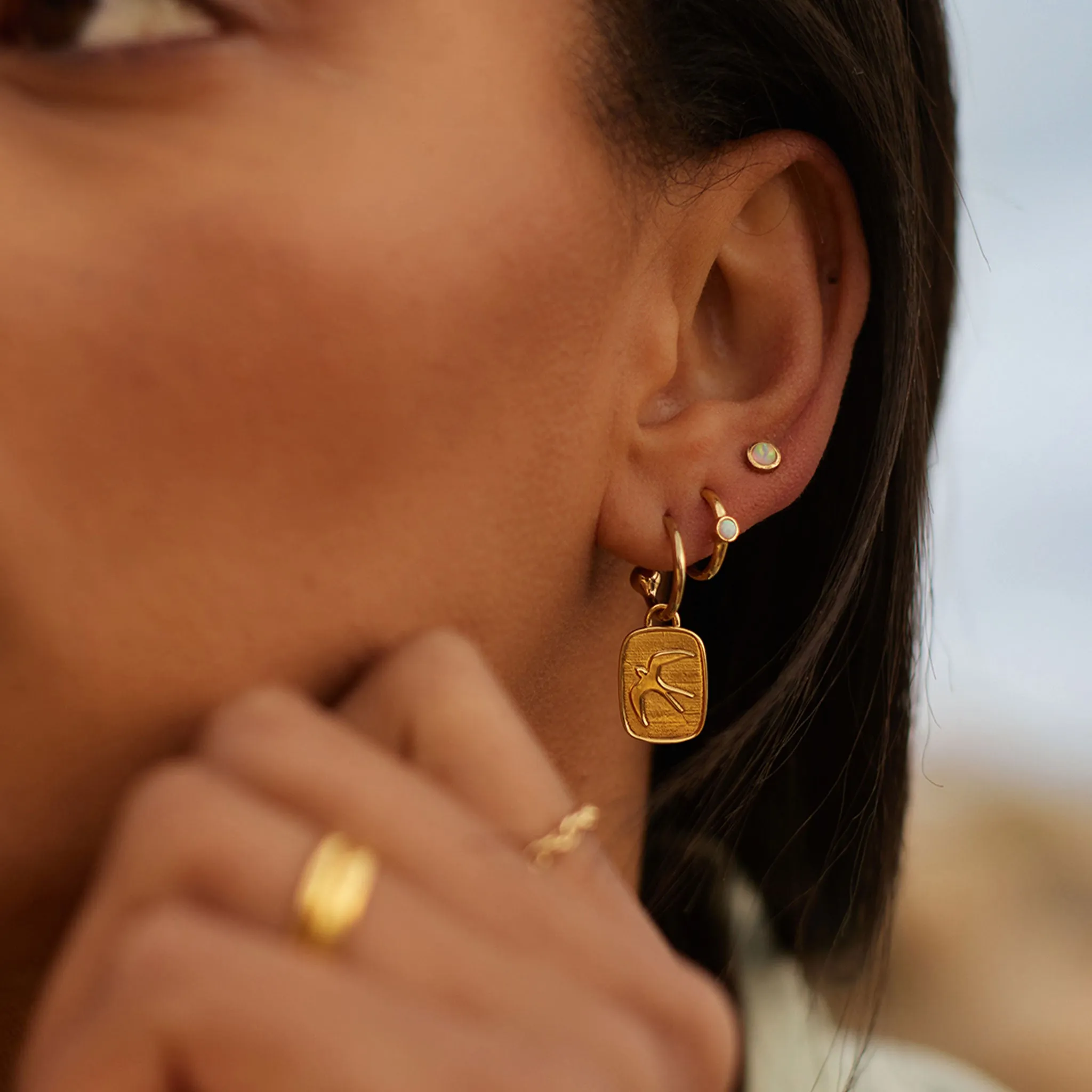 October Opal Birthstone Astrea Hoop Earrings