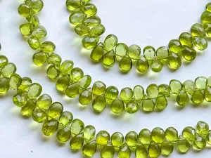 Peridot Faceted Pear Shape Briolette Beads