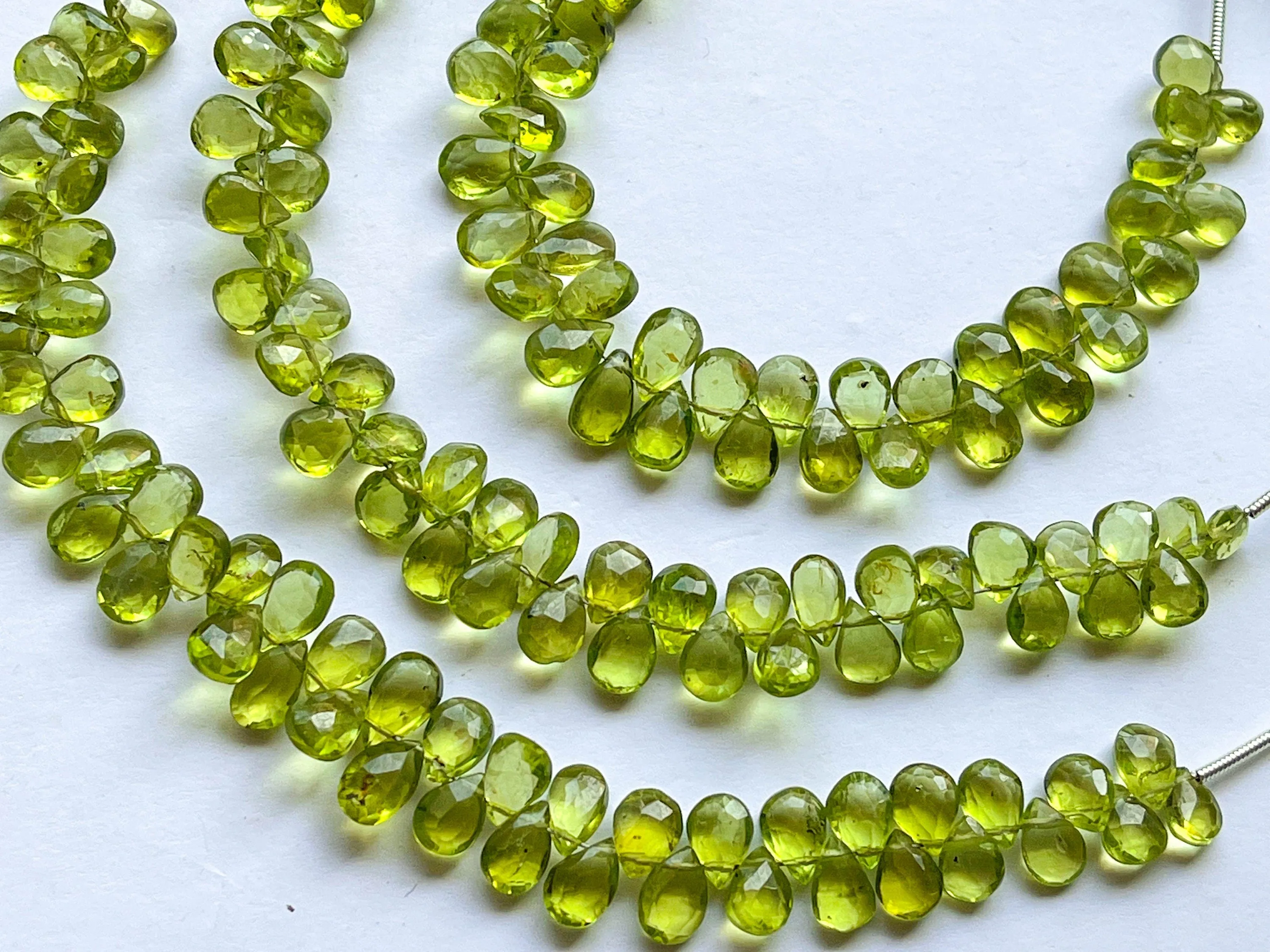Peridot Faceted Pear Shape Briolette Beads