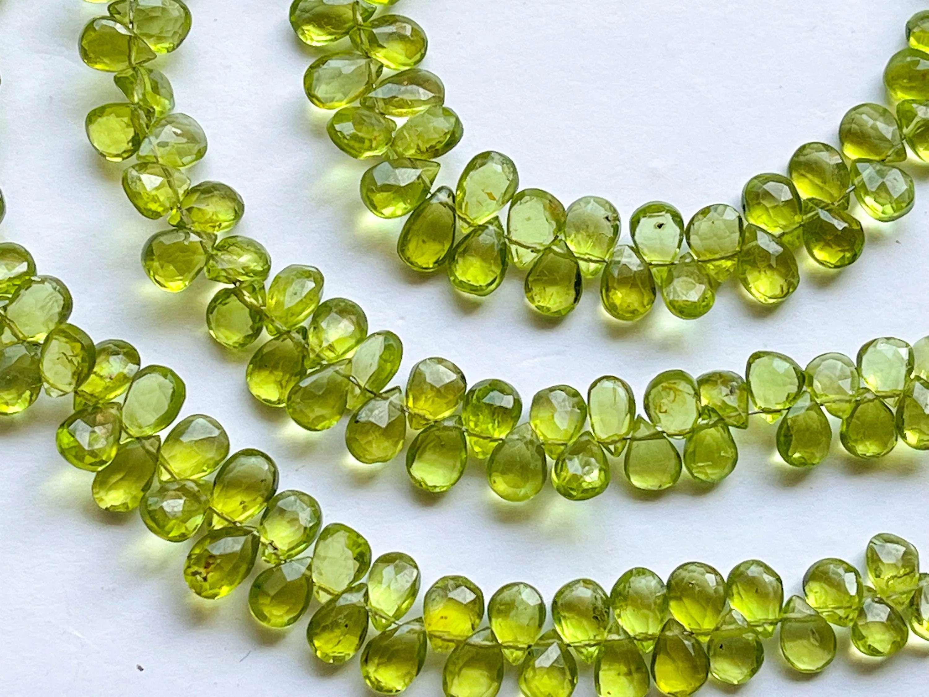 Peridot Faceted Pear Shape Briolette Beads