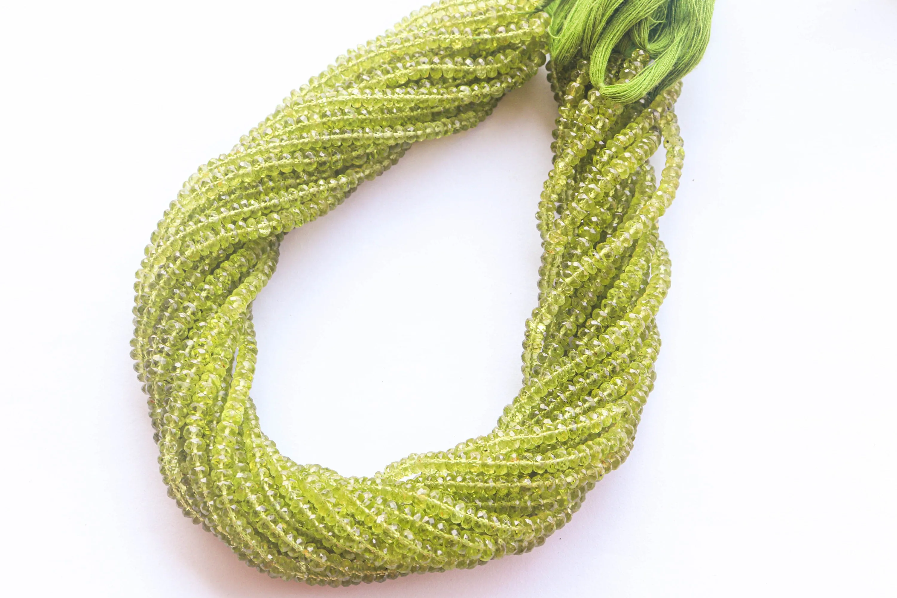 Peridot faceted rondelle beads