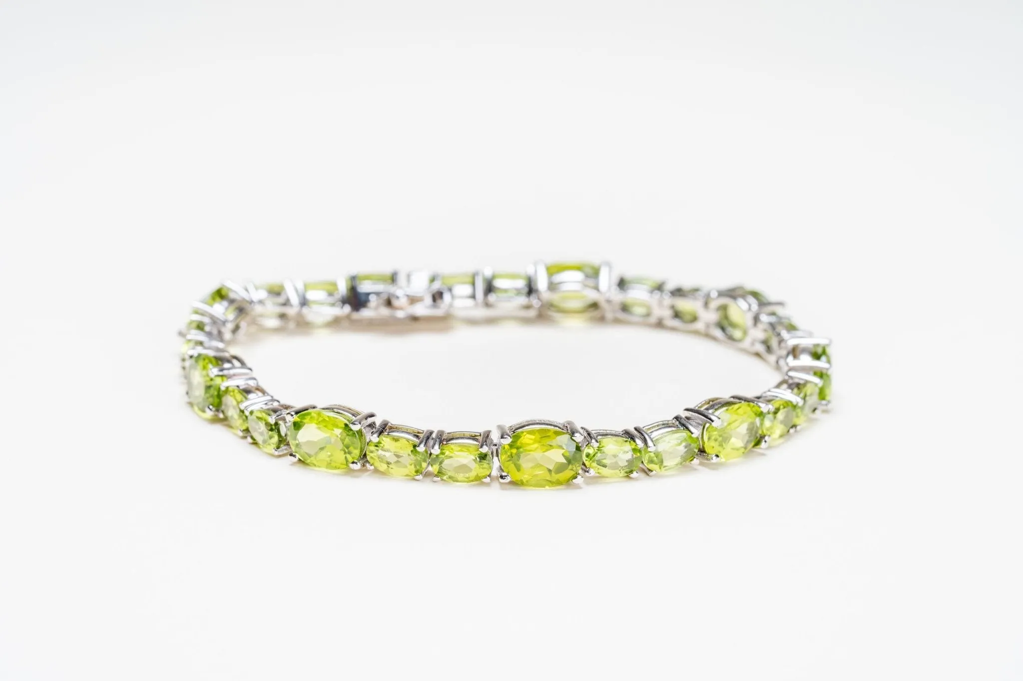 Peridot Faceted Sterling Silver Bracelet