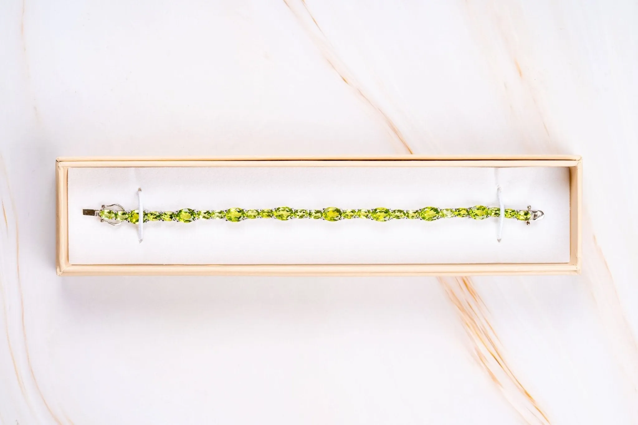 Peridot Faceted Sterling Silver Bracelet