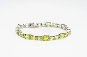 Peridot Faceted Sterling Silver Bracelet