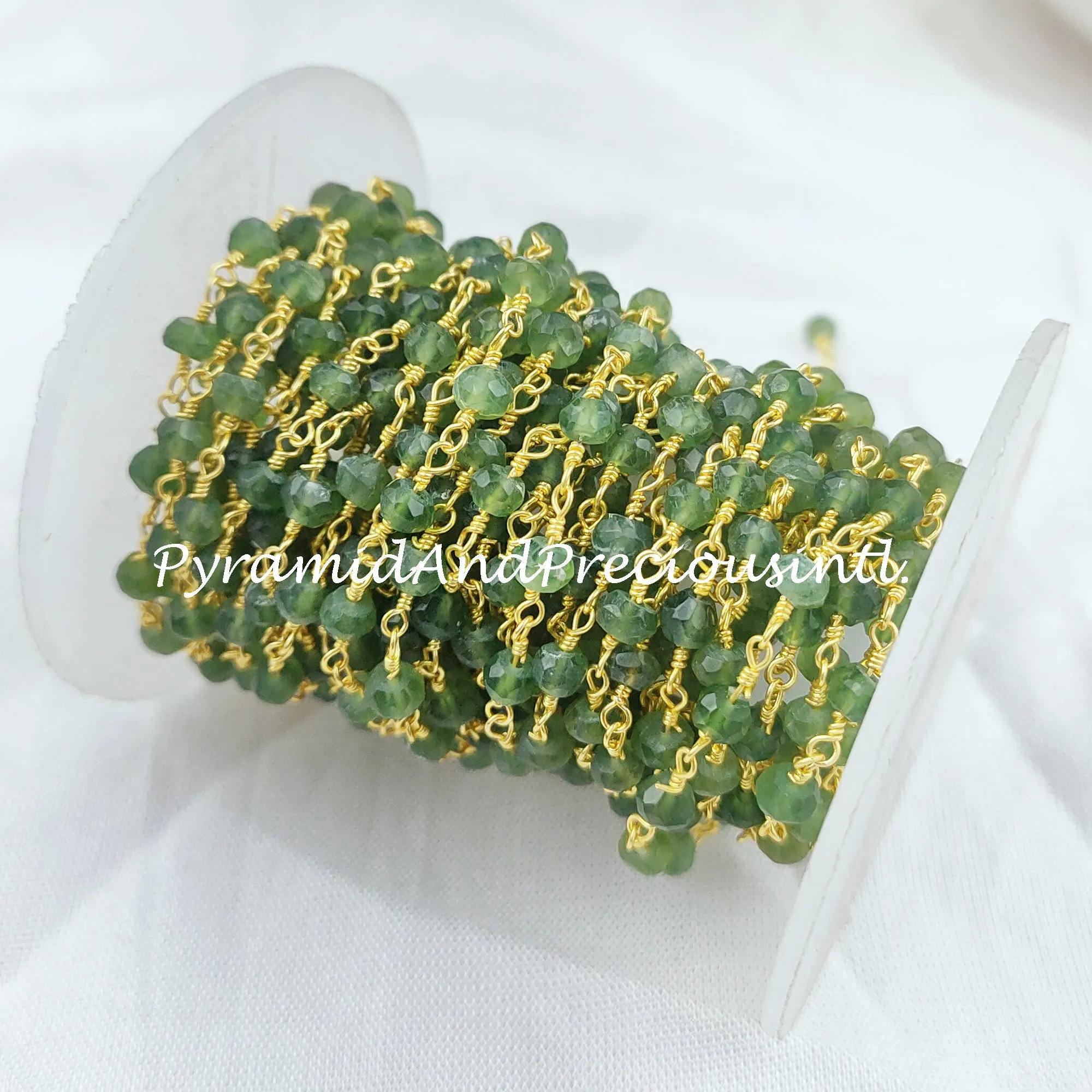 Peridot Rondelle Rosary Chain, Rondelle Gemstone Beads, Green Beaded Chain, Gold Plated Chain – SELLING BY FOOT