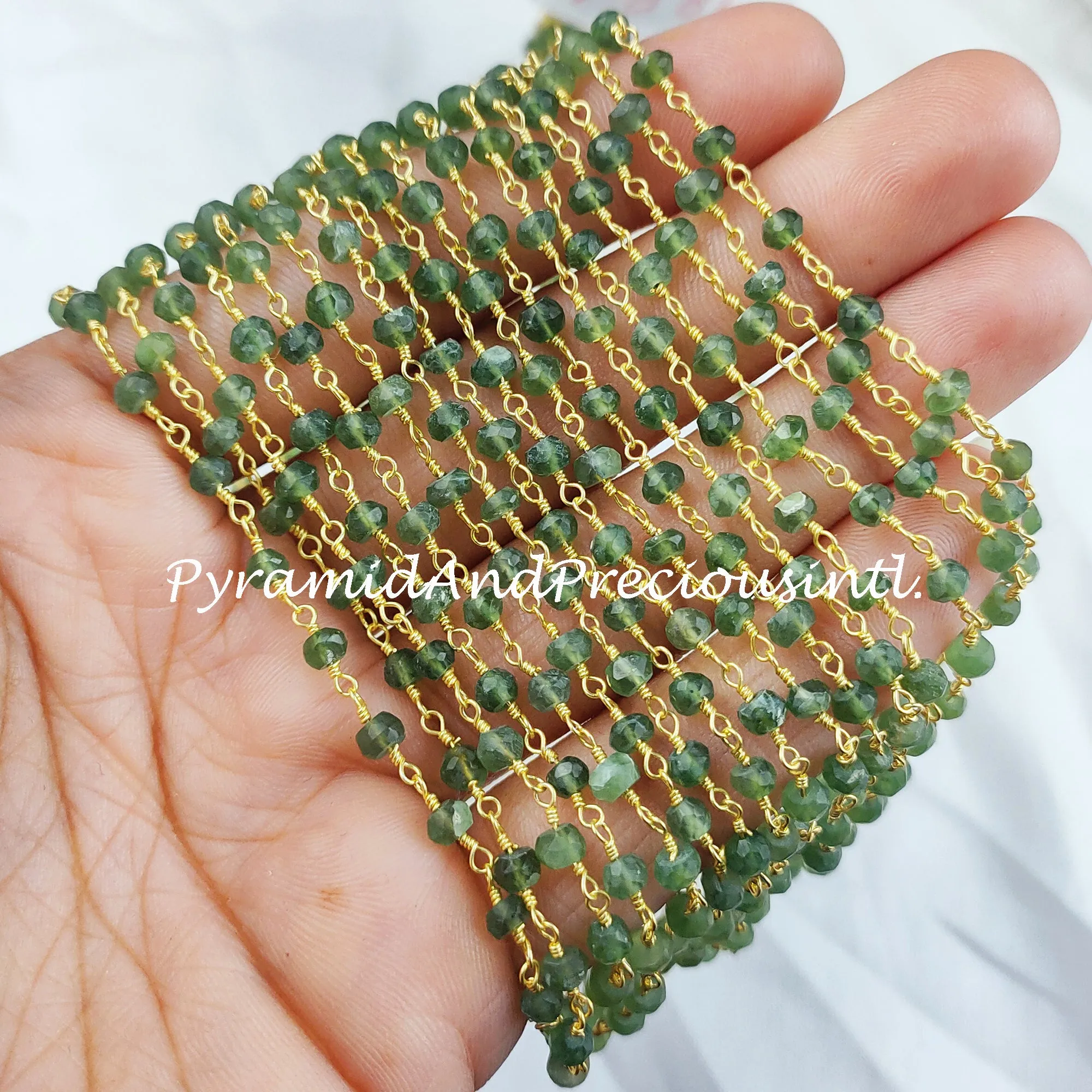 Peridot Rondelle Rosary Chain, Rondelle Gemstone Beads, Green Beaded Chain, Gold Plated Chain – SELLING BY FOOT