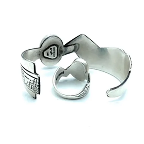 Roderick and Marilyn Tenorio Inlay Sterling Silver Cuff Bracelet & Matching Ring