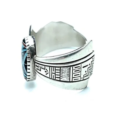 Roderick and Marilyn Tenorio Inlay Sterling Silver Cuff Bracelet & Matching Ring