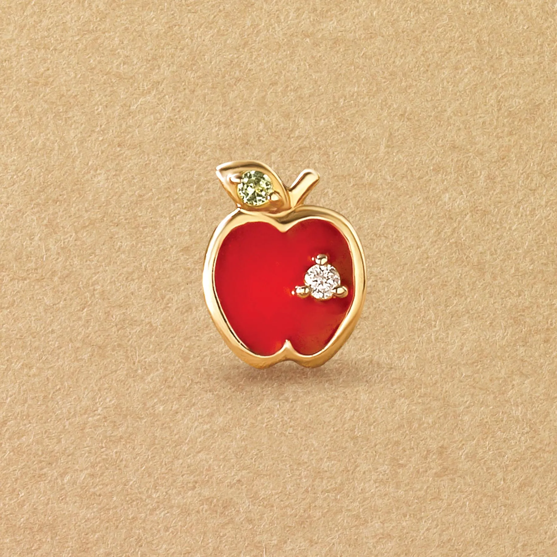 [Solo Earring] 18K/10K Apple Single Earring (Yellow Gold)