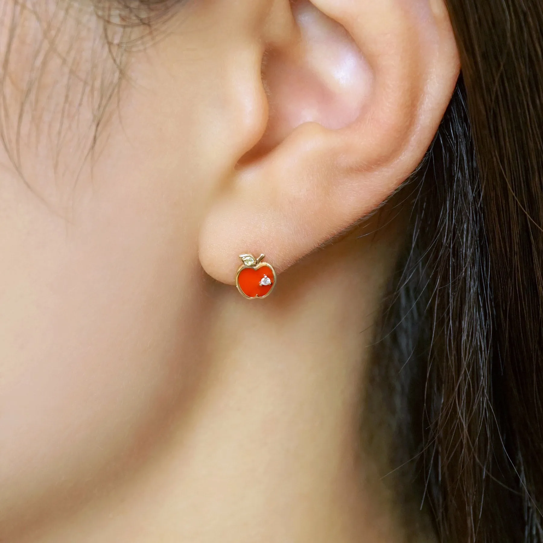 [Solo Earring] 18K/10K Apple Single Earring (Yellow Gold)