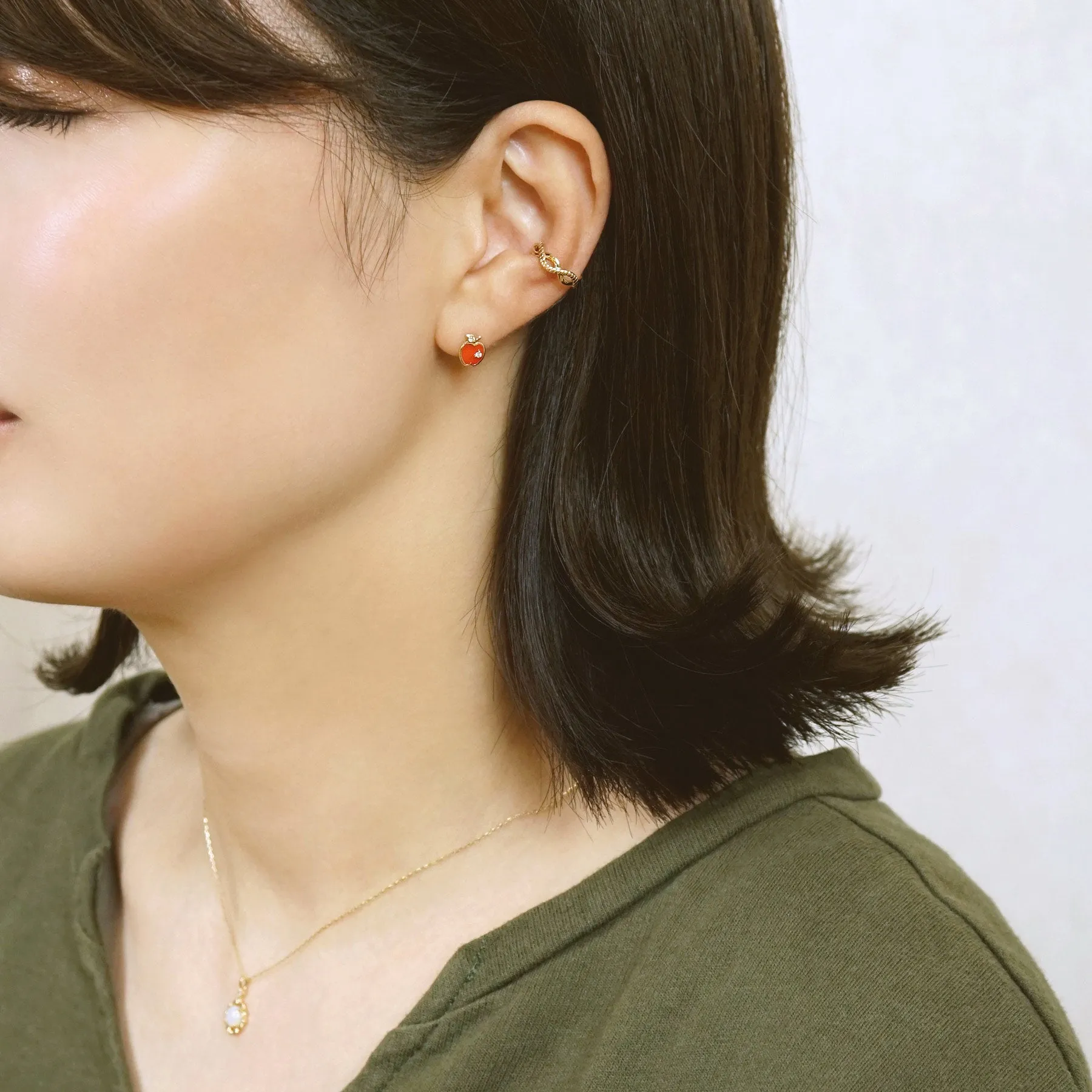 [Solo Earring] 18K/10K Apple Single Earring (Yellow Gold)