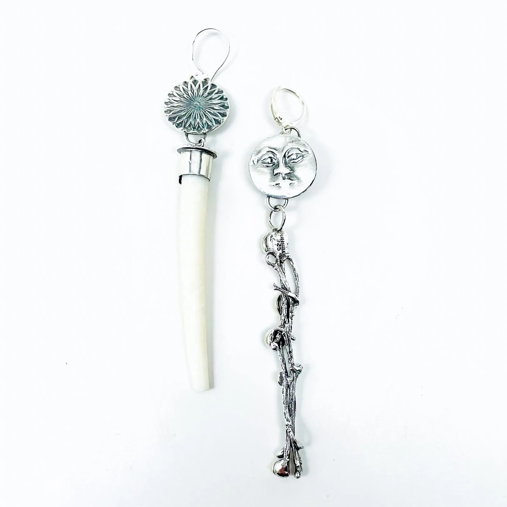 Wabi Sabi Jewelry - Dentilium, Silver and Stones Earrings